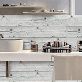 Light Gray Reclaimed Wood Wallpaper for Wall Decoration